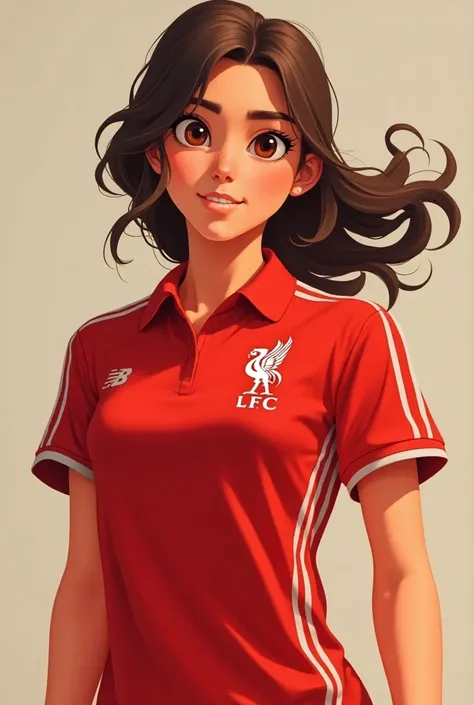 A teenage girl animated with Liverpools polo 


