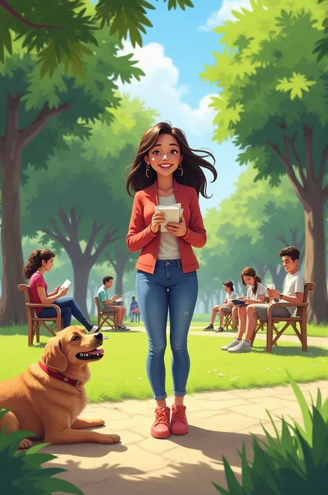 ## Table 4
**Drawing:** in the park, Sofía interacts with other people ,  laughing and enjoying outdoor activities,  like playing with a dog or reading a lib 