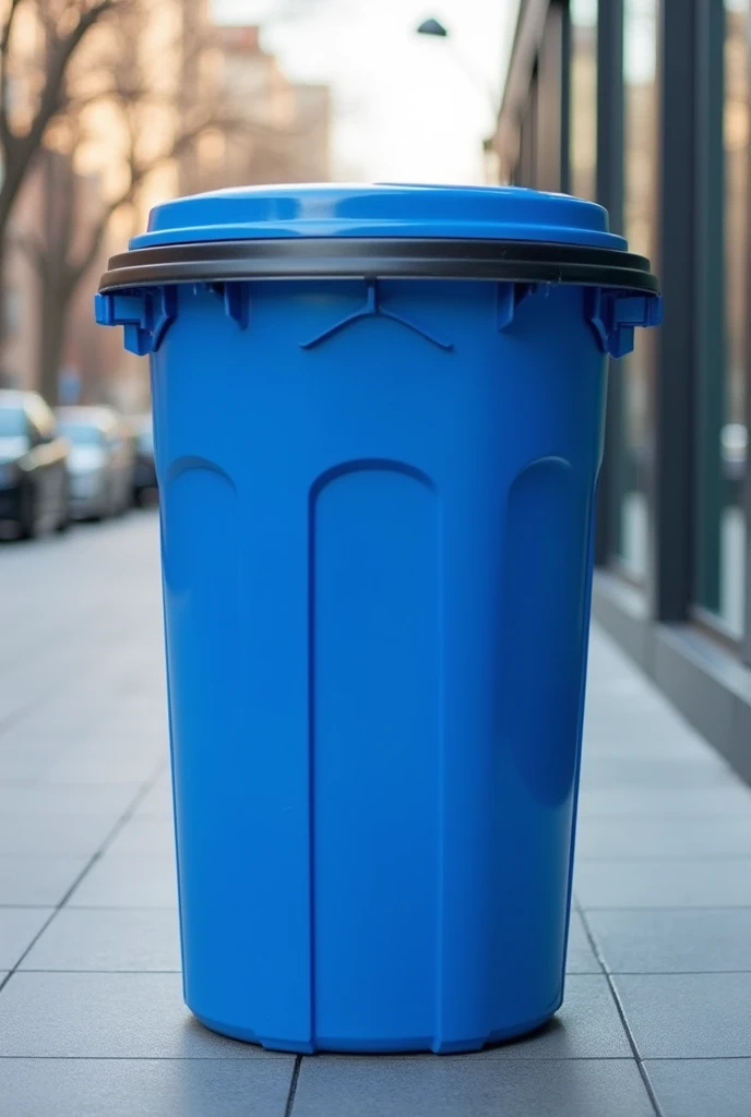 Blue garbage can, Say plastic  