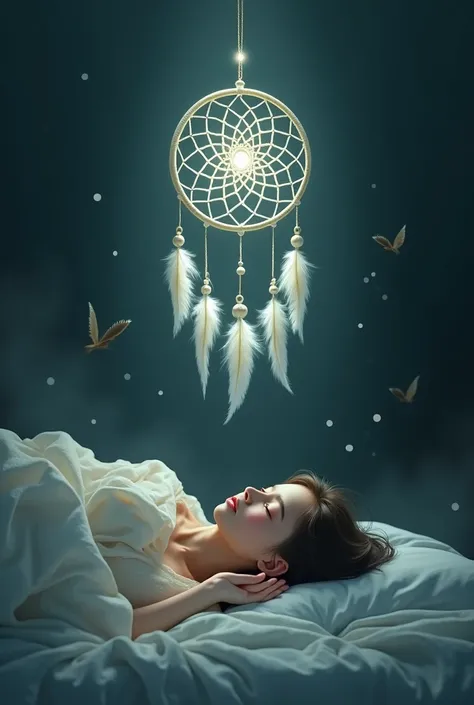 Dream catcher over sleeping person