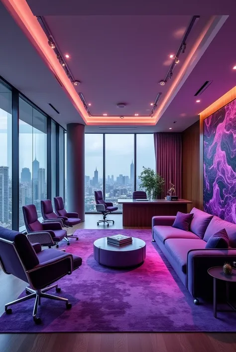 MODERN EXECUTIVE OFFICE WITH PURPLE DETAILS