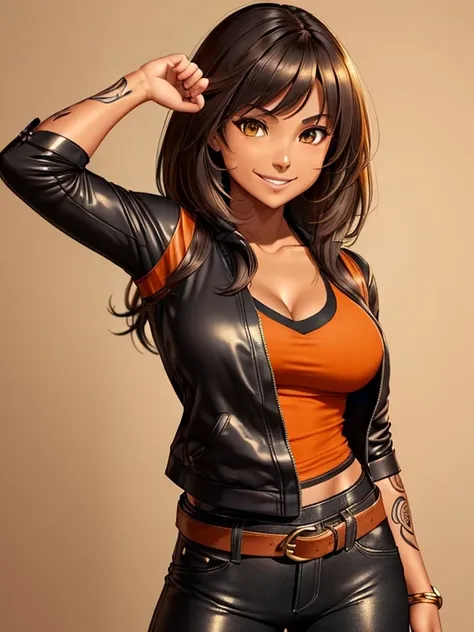 (best quality:1.4), extremely detailed CG,(shiny skin), body focus, (((best quality))), illustration, ((Beautiful Finger)), Beautiful body, Beautiful character design, perfect lighting, (perfect hands, perfect anatomy), 1girl, solo, a woman with a mix of L...