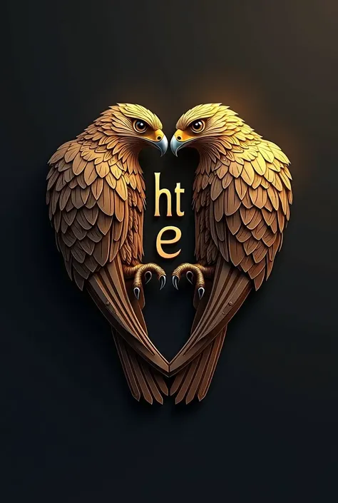  Create a digital logo that represents two falcons in a digitally drawn style, golden color, but symbolically, only with slight strokes, practically only very thin and separated lines without much detail, with the peaks touching to symbolize unity and stre...