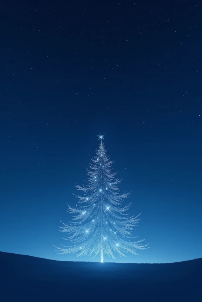 generative adversarial networks (GAN), blue sky, stars in the galaxy arranged in the barely discernible shape of a decorated holiday tree