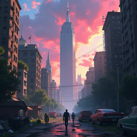  CREATE A CITY FROM THE LAST OF US, WITH AN ANIME SKY  