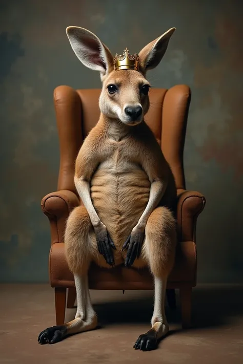 Big and strong kangaroo sitting
On a chair and a crown on my head 