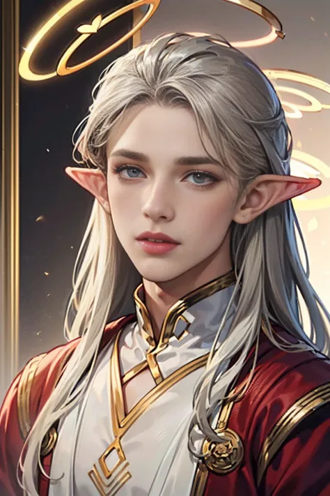 ((Top Quality, best quality, Masterpiece)), ((Ultra Detailed Face, Detailed Lips, Detailed Eyes)), ((1man, solo)), ((A handsome man in his 20s)), ((Silver blonde Hair, long hair)), ((Violet Eyes)), ((pretty lips, plump lips, cupid bow lips,)), ((Freyr, the...