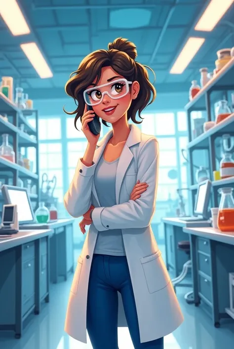 Draw a 30 year old woman . Get animated .  Let her talk on the phone in the lab. 