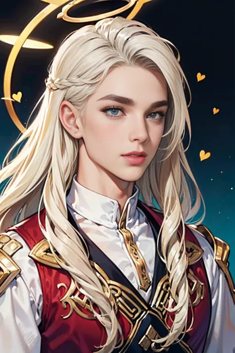 ((Top Quality, best quality, Masterpiece)), ((Ultra Detailed Face, Detailed Lips, Detailed Eyes)), ((1man, solo)), ((A handsome man in his 20s)), ((Silver blonde Hair, long hair)), ((Violet Eyes)), ((pretty lips, plump lips, cupid bow lips,)), ((Freyr, the...