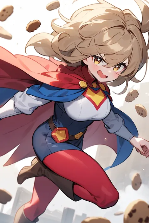 Super hero cookie with cape in the wind
