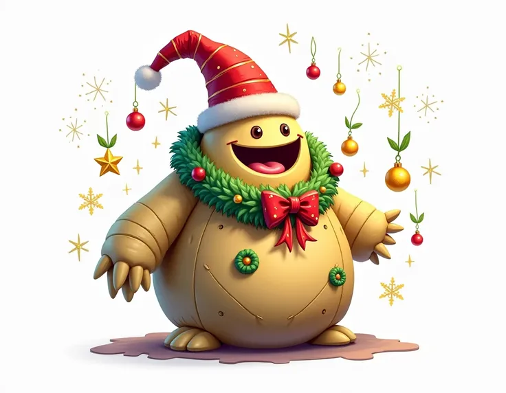  I want an Oogie Boogie image from The Nightmare Before Christmas with Christmas theme Drawing style:  Cartoon and vector , with smooth, clean lines, e is  . color: Using a palette of bright and contrasting colors that are pleasant and eye-catching. with C...