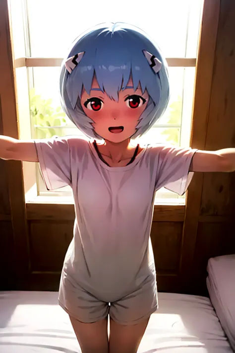 (( best quality)), ((masterpiece)), (be familiar with),  perfect face, indoor, bedroom,  viewer,
one woman, rei ayanami,
 charac...