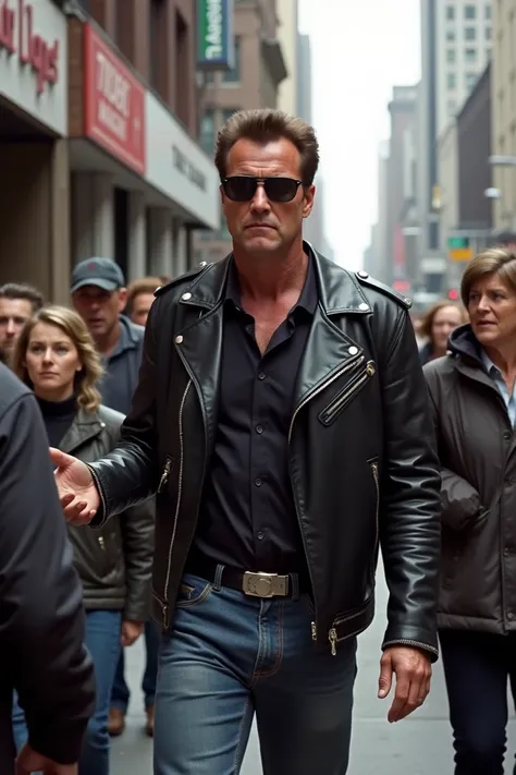 "Terminator" – Le Terminator en mode maladroit
"Create a funny scene from The Terminator where Arnold Schwarzenegger’s character is trying to blend into modern-day society. He’s wearing a leather jacket and sunglasses, but when he tries to use a payphone, ...