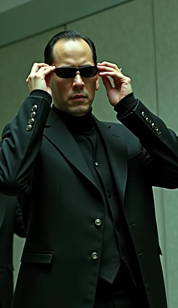 "The Matrix" – Neo essaie de comprendre les lunettes de soleil
"Create a humorous scene from The Matrix where Neo is trying to blend in with the cool, mysterious crowd, but struggles to put on his iconic sunglasses. They keep falling off his face, or he tr...