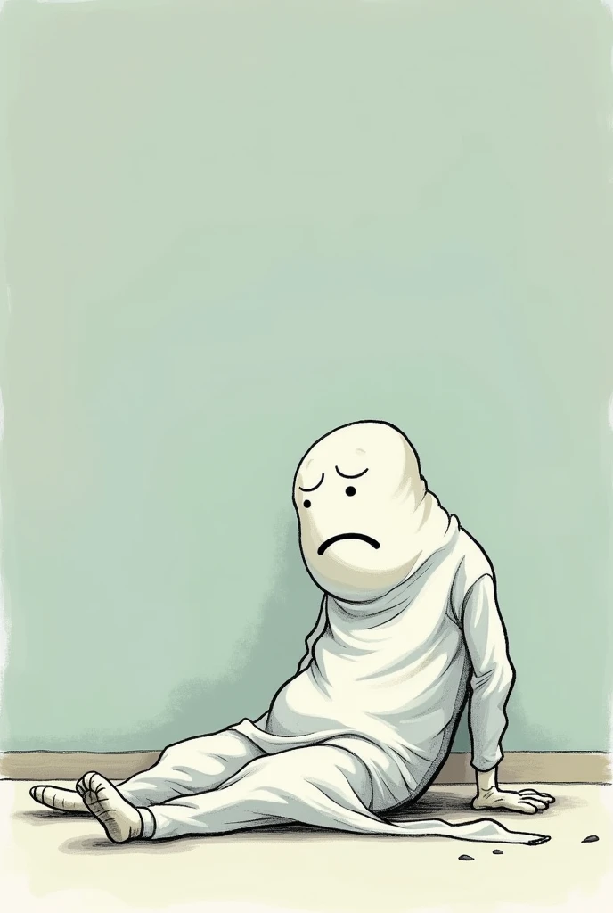 Sad expression face on doctors gown thrown on the floor cartoon