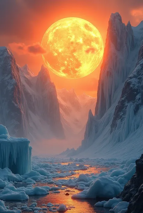 Show me an image of the sun melting the mountains of Greenland