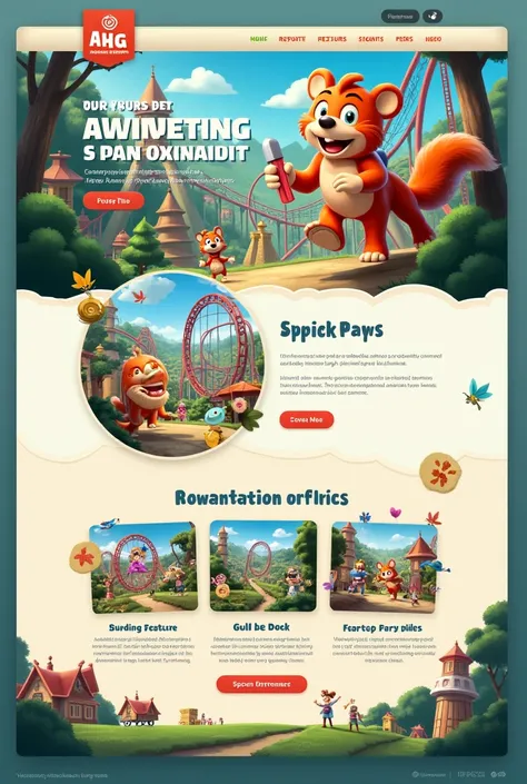 create the interface of an amusement park site called AHG