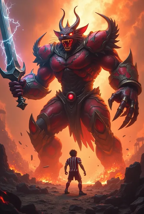  demonic megazorde rat from Inferno,  with a sword of Zeus against , Mini Messi , megazorde