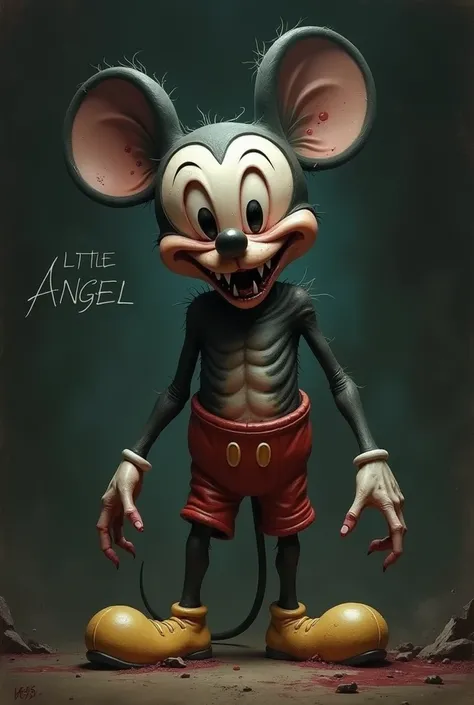 An image where an image of an ugly Mikey Mouse with the name of little angel