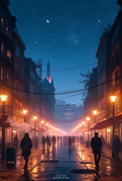 (Street with lights and stars 