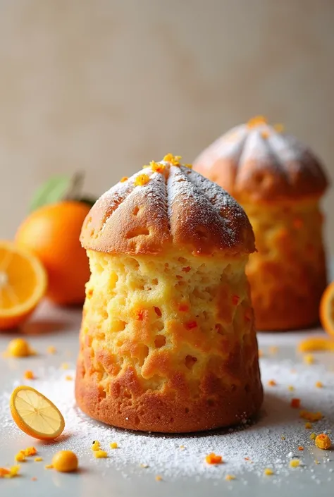 Create me a beautiful image of panettone with orange and lemon zest