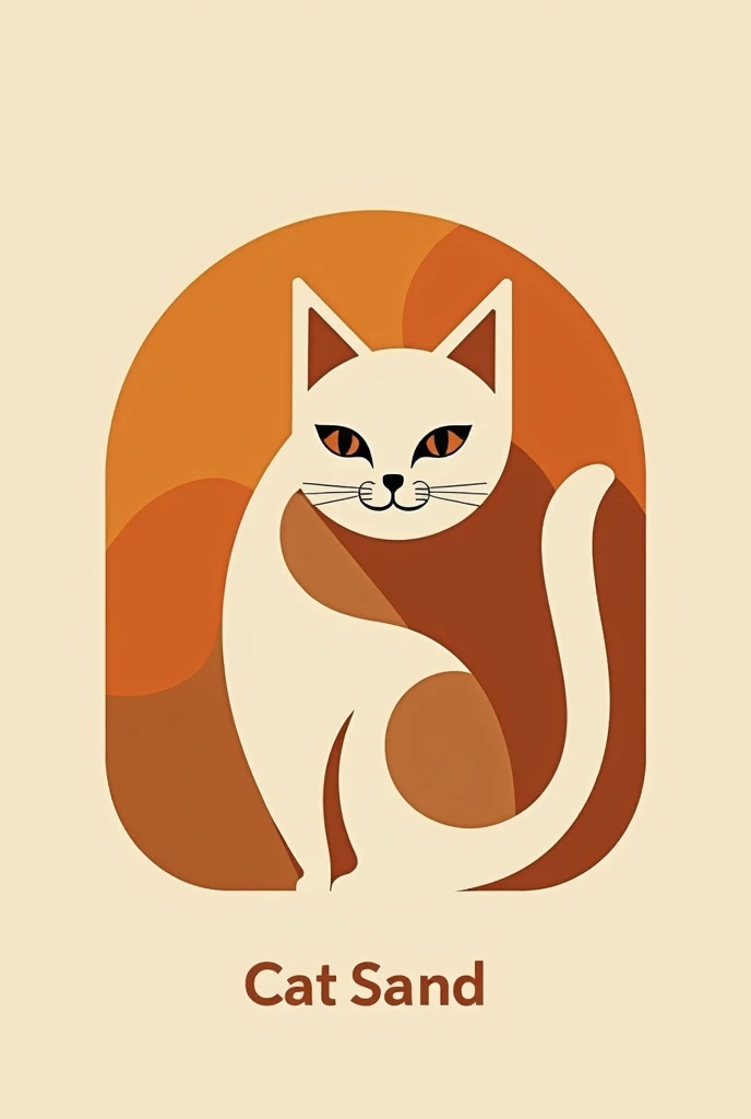 Make me a very creative logo for a sandstone brand, with a cat that is abstract art and the brand is “cat sand” and nothing else besides that the predominant color is orange