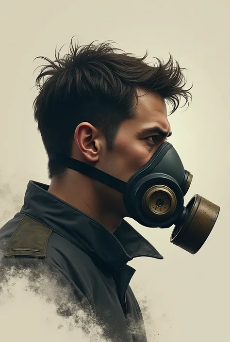 Man wearing gas mask profile illustration