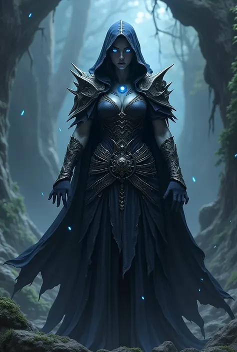 lich king woman dark mage hood muscular