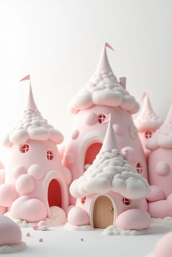 drawings of houses bursting up as if they were made of marshmallow 