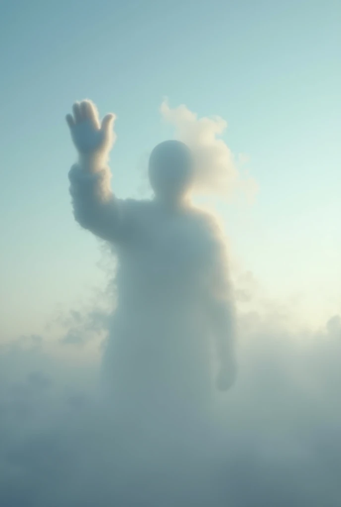 A cloud that looks like a blurry person doing the Nazi salute from large distance 