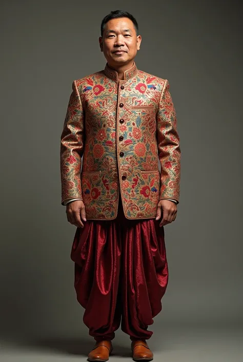 Bangladeshi chakma man traditional wedding suit 