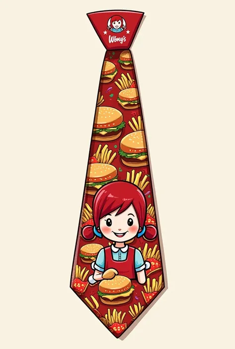 Wendys tie with hamburger and french fries design 