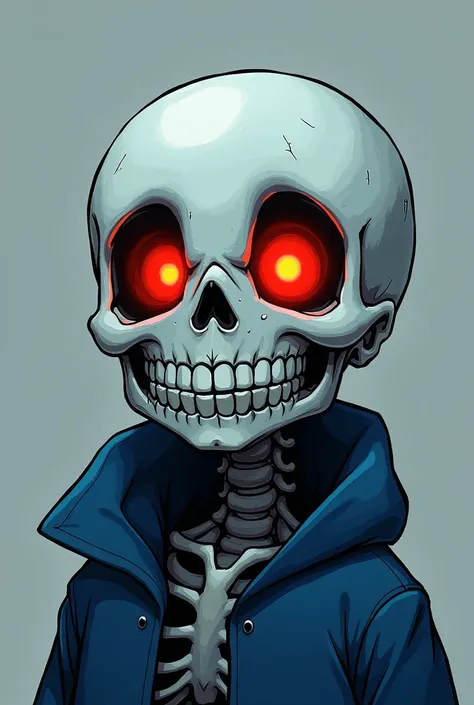 Toby Fox Undertale Sans Blue Jacket, Eyes of Fire Skull White Smile 