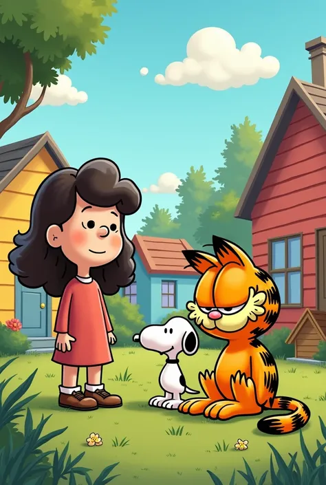  an image where Garfiel is, Mafalda and Snoopy 