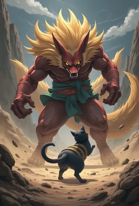 Kurama beating Matatabi with two tails