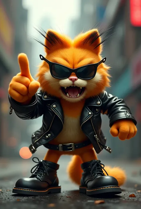 Garfield biker screaming and pointing finger forward