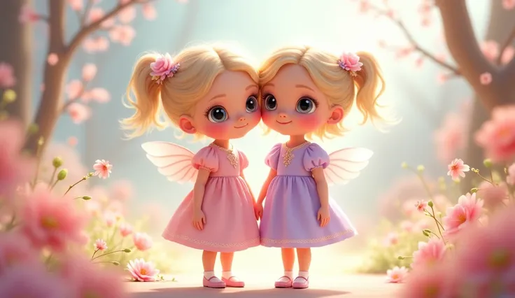 Write the image prompts for each scene of this story mia and Maya same looking wise is a  consistent characters  Disney animation pixers she is   same looking very innocent face 8yeas both baby mia and Maya  blonde  hair color light grey big eyes. skin whi...