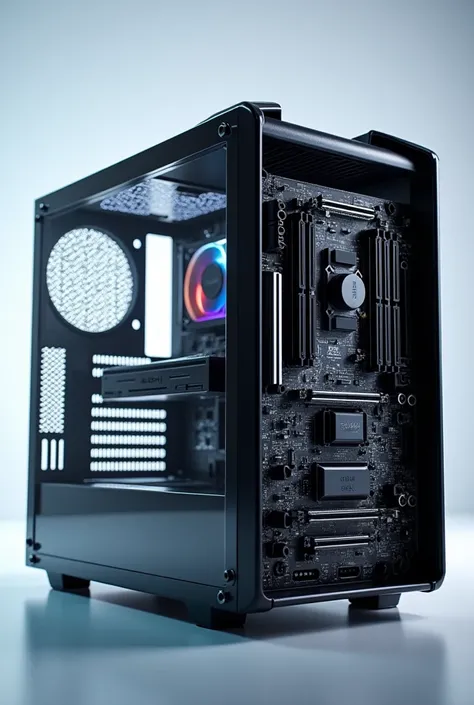 Make a supercomputer-inspired PC, With the motherboard lying inside the cabinet and the families on their side 