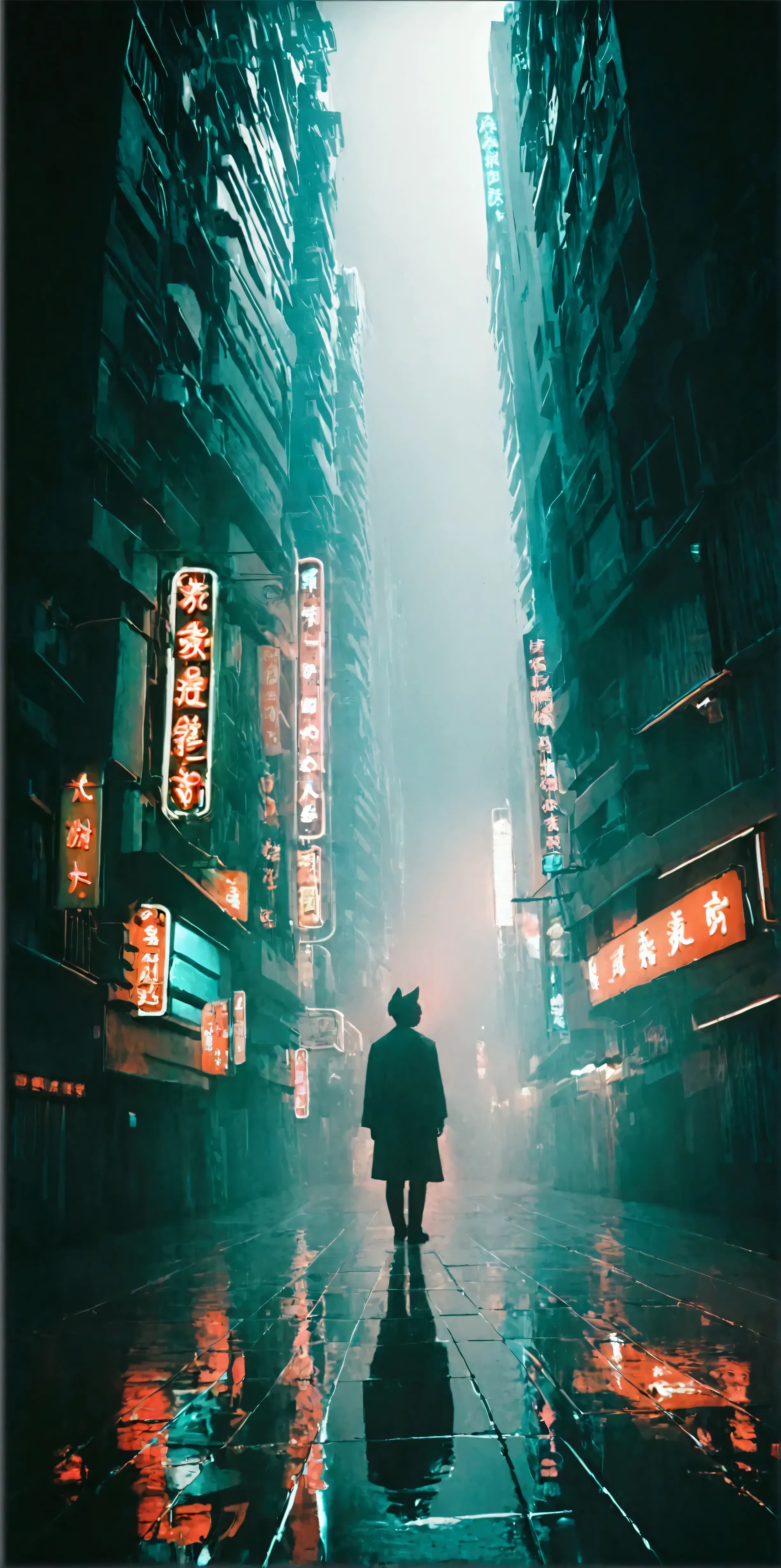 (snapshot:1.3) photo. of beautiful hong kong neon city. realistic photos.lively cute furry people of night (entertainment distri...