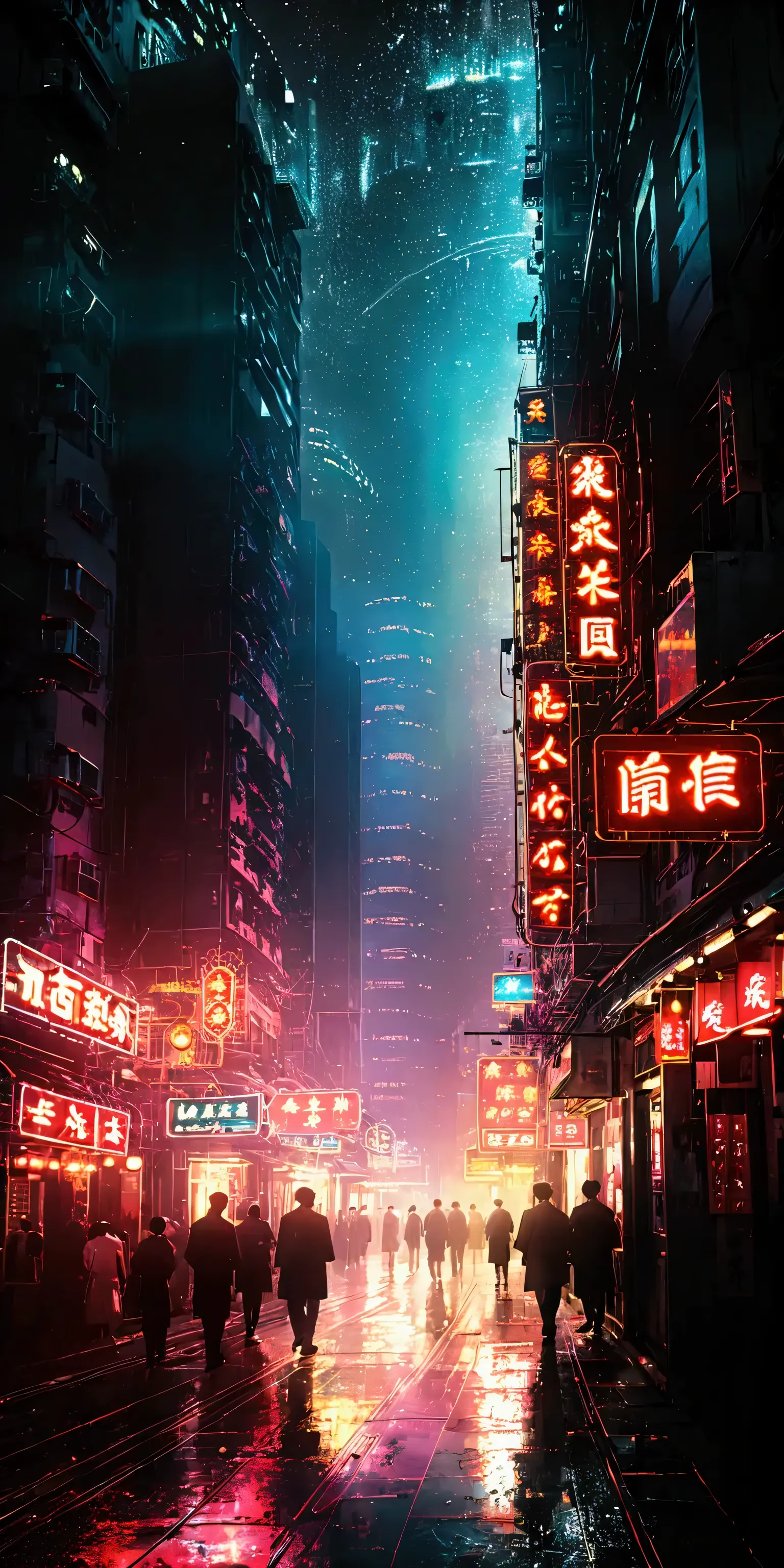 (snapshot:1.3) photo. of beautiful hong kong neon city. realistic photos.lively people of night (entertainment district:1.3).fix...