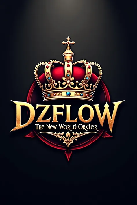 uuun logo of a crown with the name of Dzflow the new world order flow masonic kin the illuminaty
