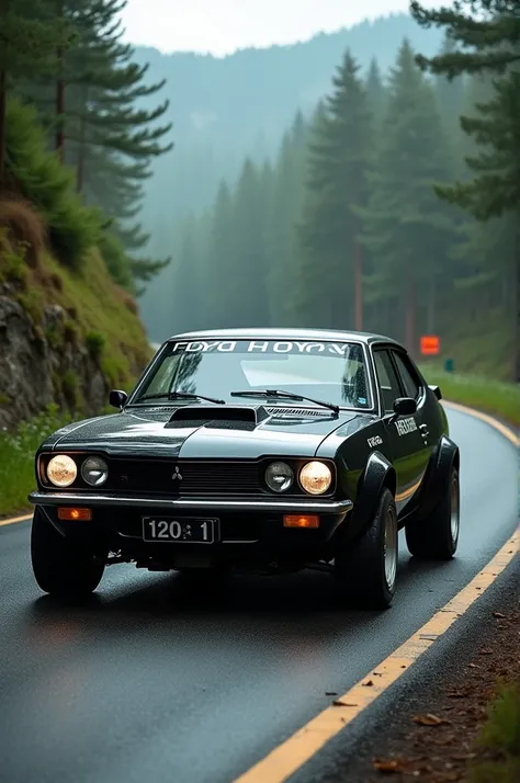 1973 mitsubishi lancer coupe A70 rally fondo negro
