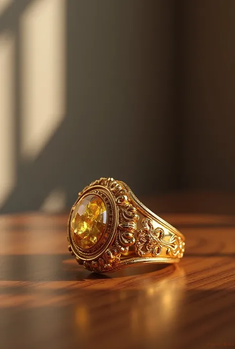 Luxury gold ring on the table