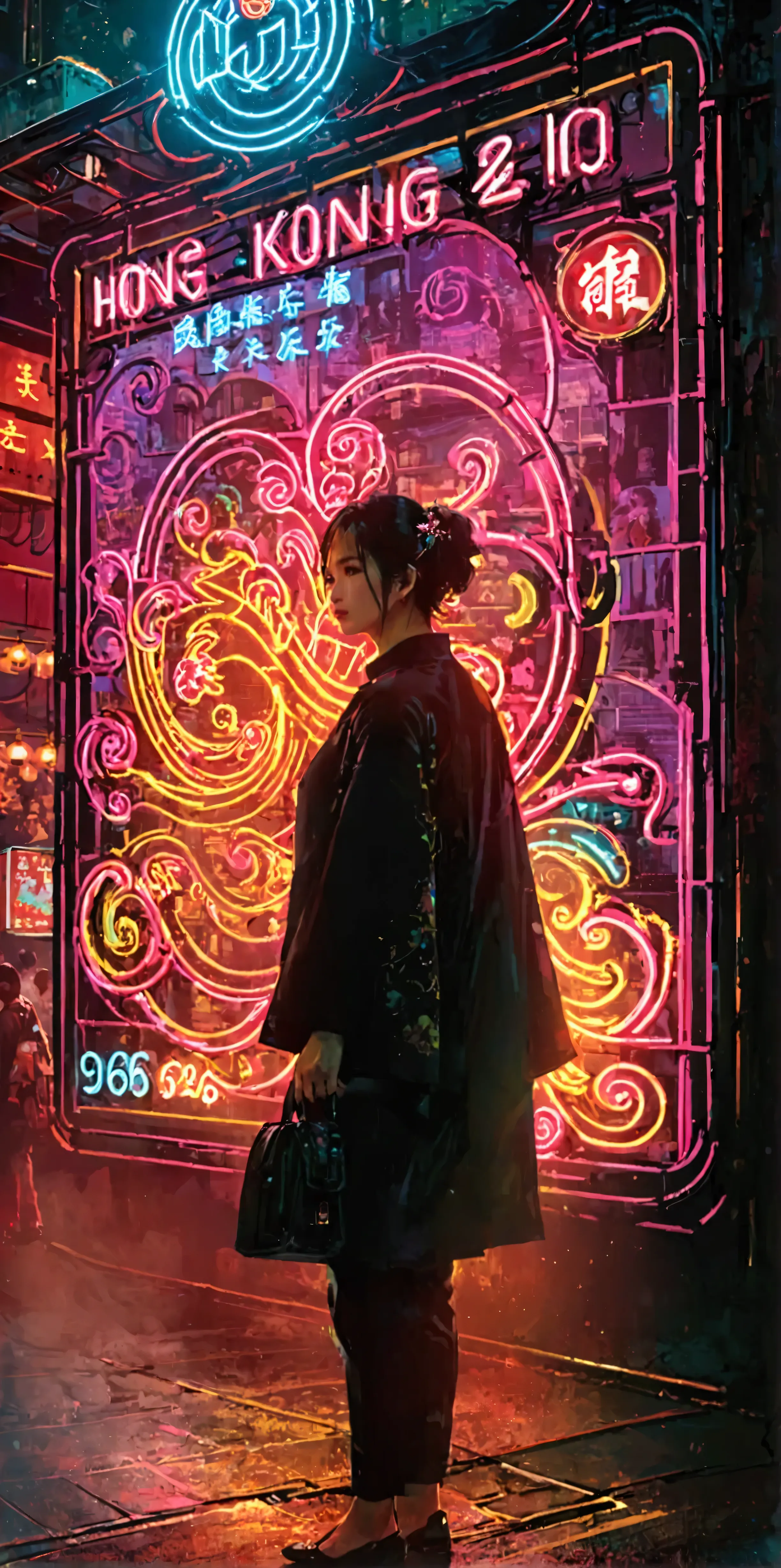 (snapshot:1.3) photo. of beautiful hong kong neon city. realistic photos.lively people of night (entertainment district:1.3).fix...