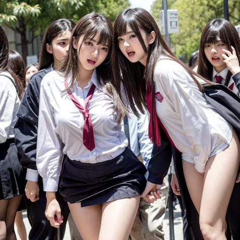 Horny male students hunt for neat and beautiful female students ,  female students who are suddenly taken off their school uniforms in front of the public from the front by male students and are wearing sexy underwear , Female students who are surrounded b...