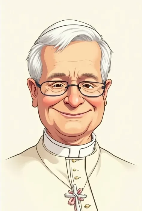 A drawing-style cartoon of Benedict XVI named as Pope, without glasses
