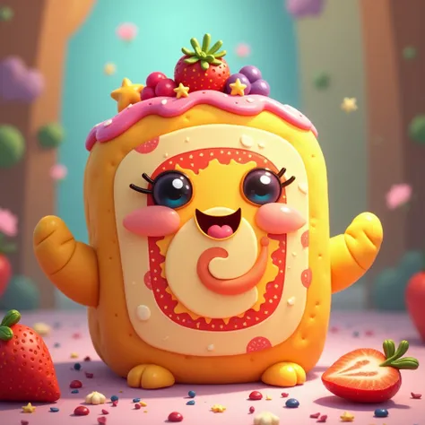 fruit roll cake、cute、２ｄ、Illustration、 digital art