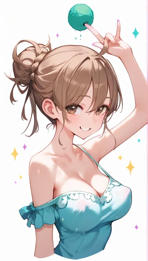 (score_9, score_8_up, score_7_up, score_6_up, score_5_up, score_4_up, just describe what you want, tag1, tag2, highest quality, Best quality, masterpiece,) BREAK she has large breasts, (((perky breasts))), ((covered nipples)), (cleavage) BREAK , slender wa...