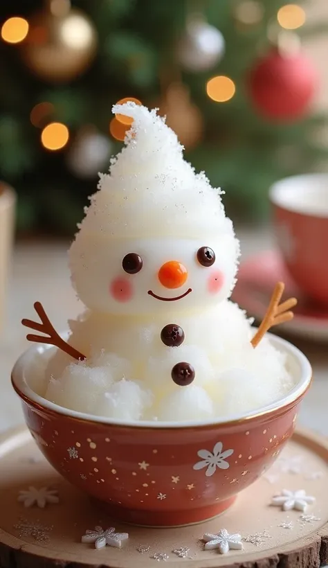  cute snowman shaved ice、Too cute、 real、Its in a cute bowl 、 Christmas、 real画像、Sparkling