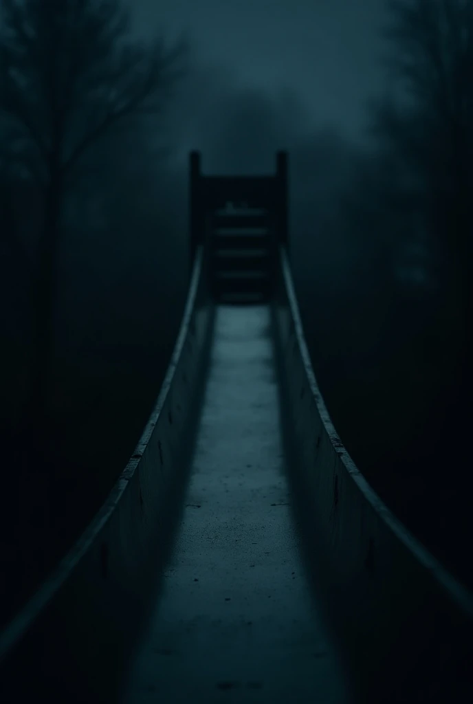 Photo format portrait du haut dun toboggan, on ne voit pas les jambes, la photo doit se rapprocher un max de la réalité et cette photo a été prise la nuit donc elle doit être sombre 
Il ne doit y avoir rien de vivant 